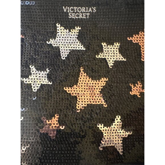 Victorias Secret Black Sequined Star Cosmetic Bag - Picture 5 of 5